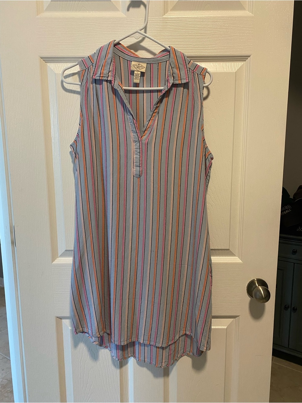 St. John's Bay Sleeveless Vertical Stripe Dress - Blue/Pink